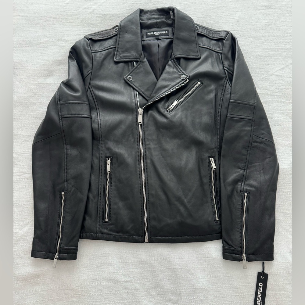 KARL LAGERFELD PARIS Motorcycle Leather Jacket